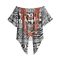 Nigeria Traditional Coral Bead Attire Off Shoulder Wrap Waist Top African Tribal Element Wild Animal Skins