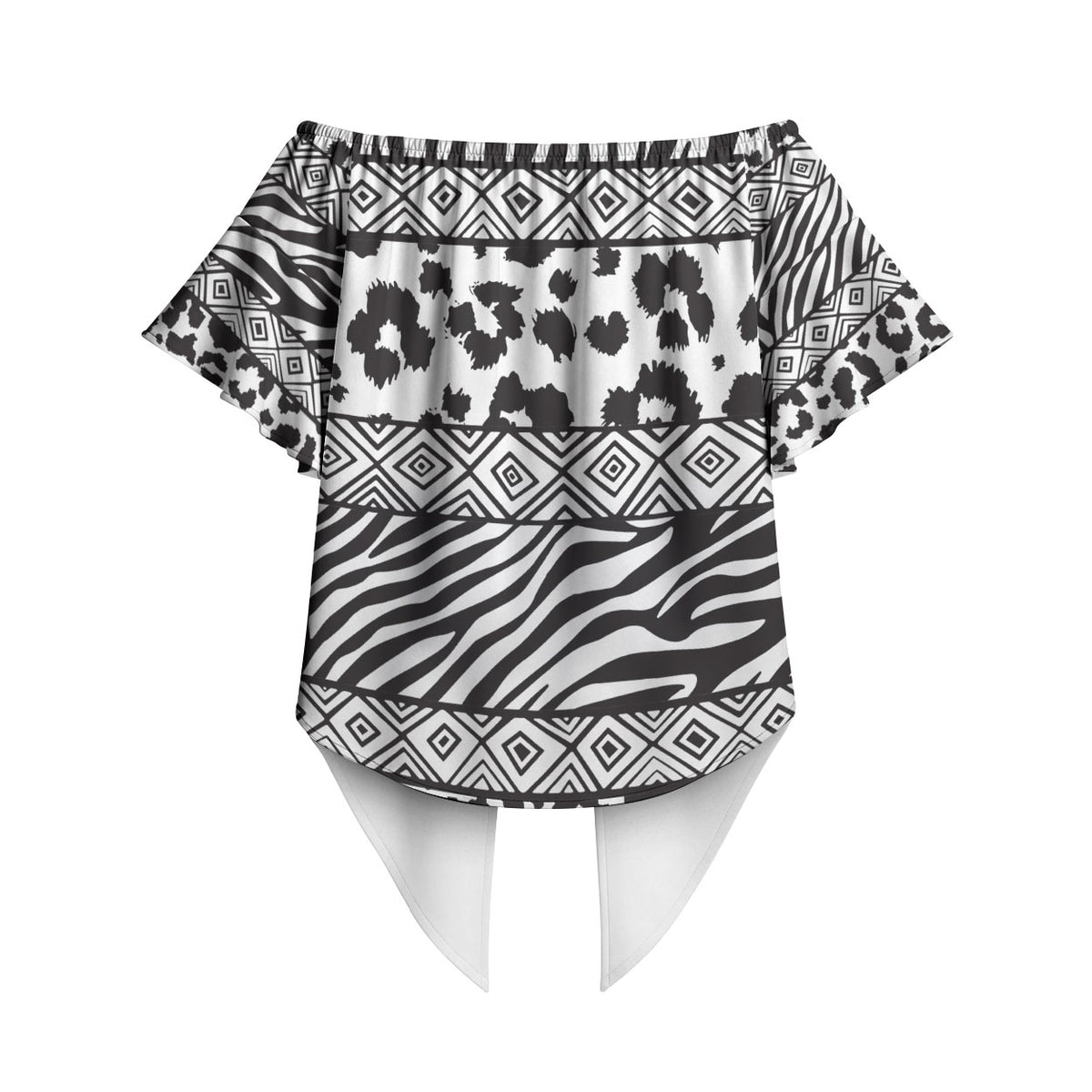 Nigeria Traditional Coral Bead Attire Off Shoulder Wrap Waist Top African Tribal Element Wild Animal Skins