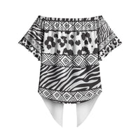 Nigeria Traditional Coral Bead Attire Off Shoulder Wrap Waist Top African Tribal Element Wild Animal Skins