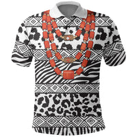 Nigeria Traditional Coral Bead Attire Polo Shirt African Tribal Element Wild Animal Skins