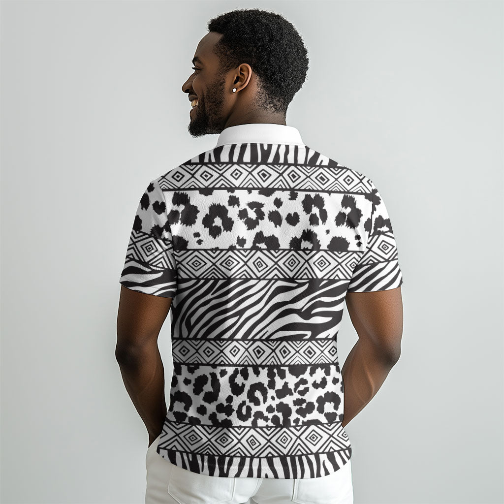 Nigeria Traditional Coral Bead Attire Polo Shirt African Tribal Element Wild Animal Skins