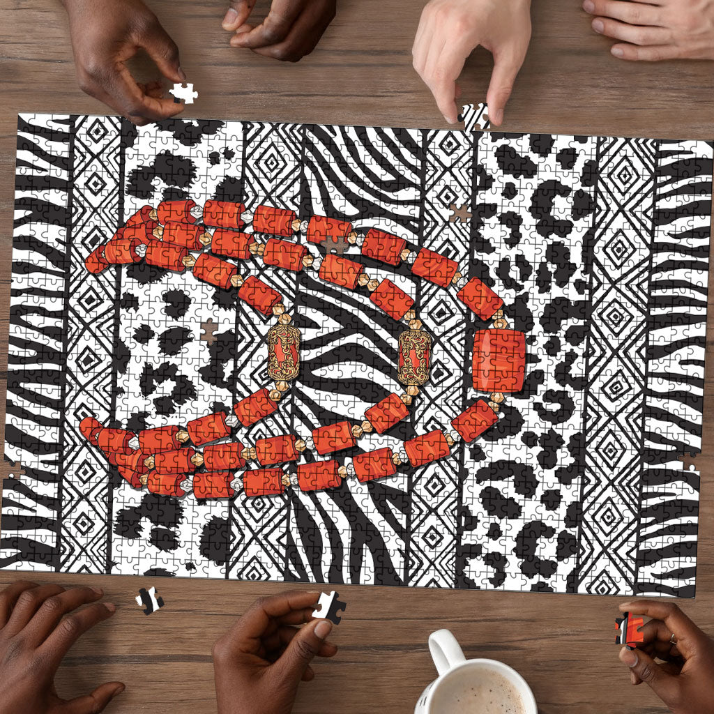 Nigeria Traditional Coral Bead Attire Puzzle African Tribal Element Wild Animal Skins