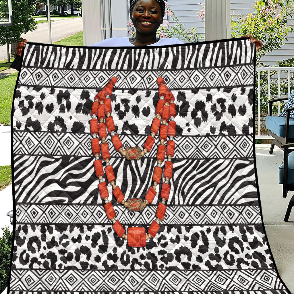Nigeria Traditional Coral Bead Attire Quilt African Tribal Element Wild Animal Skins