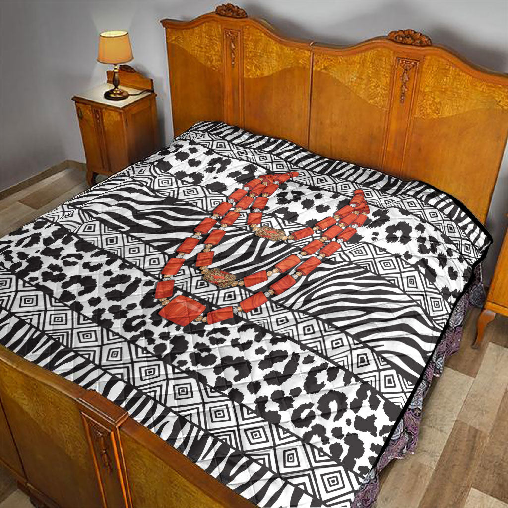 Nigeria Traditional Coral Bead Attire Quilt African Tribal Element Wild Animal Skins
