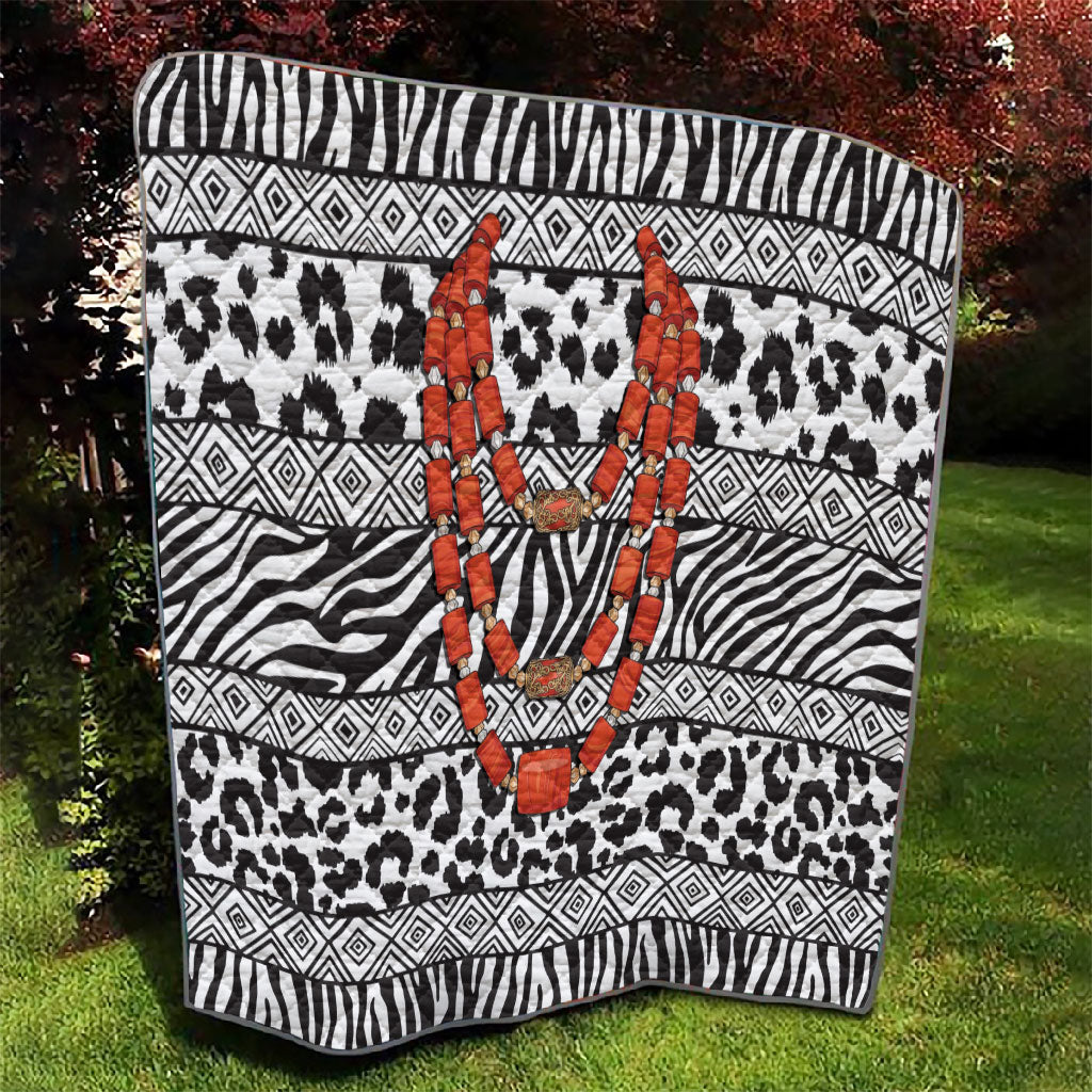 Nigeria Traditional Coral Bead Attire Quilt African Tribal Element Wild Animal Skins