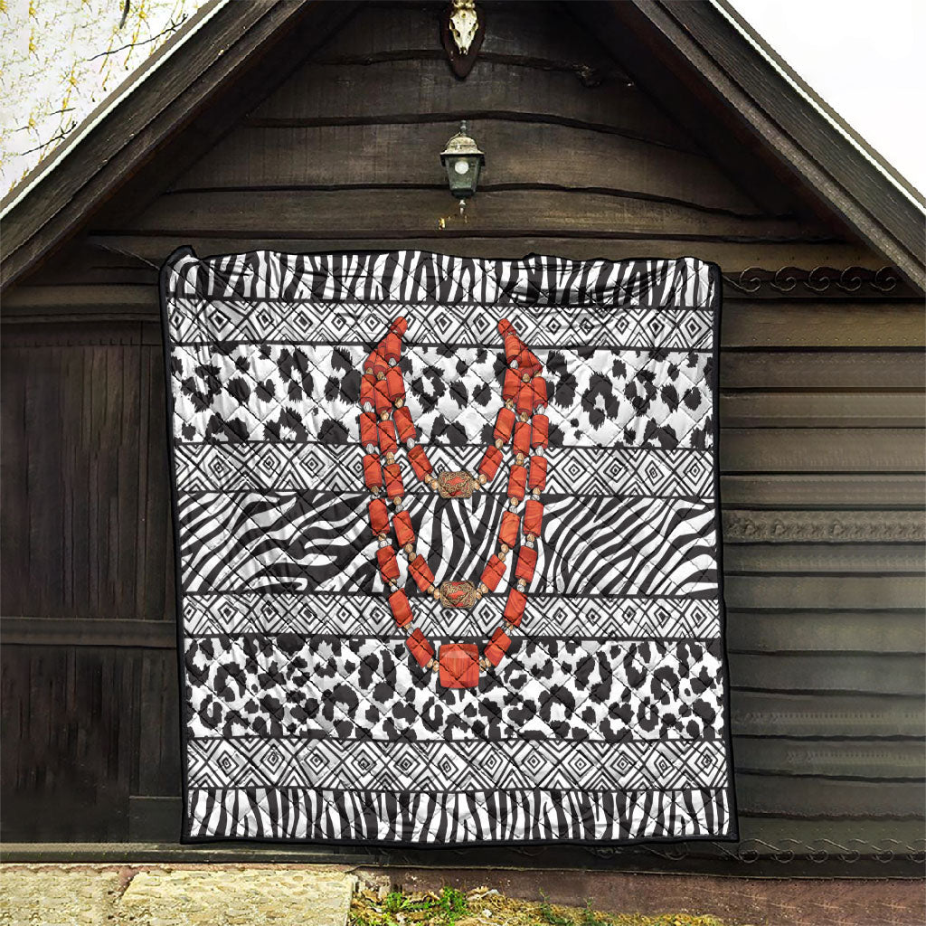 Nigeria Traditional Coral Bead Attire Quilt African Tribal Element Wild Animal Skins