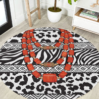 Nigeria Traditional Coral Bead Attire Round Carpet African Tribal Element Wild Animal Skins