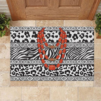 Nigeria Traditional Coral Bead Attire Rubber Doormat African Tribal Element Wild Animal Skins