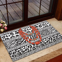 Nigeria Traditional Coral Bead Attire Rubber Doormat African Tribal Element Wild Animal Skins