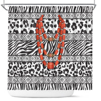 Nigeria Traditional Coral Bead Attire Shower Curtain African Tribal Element Wild Animal Skins
