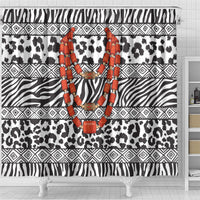 Nigeria Traditional Coral Bead Attire Shower Curtain African Tribal Element Wild Animal Skins