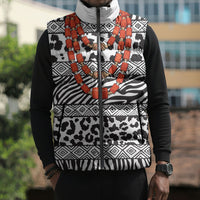 Nigeria Traditional Coral Bead Attire Sleeveless Puffer Jacket African Tribal Element Wild Animal Skins