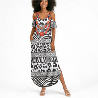 Nigeria Traditional Coral Bead Attire Summer Maxi Dress African Tribal Element Wild Animal Skins