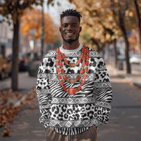 Nigeria Traditional Coral Bead Attire Sweatshirt African Tribal Element Wild Animal Skins