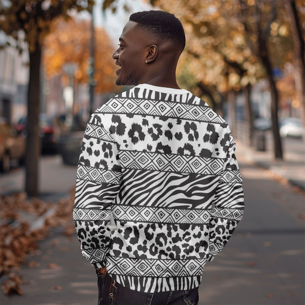 Nigeria Traditional Coral Bead Attire Sweatshirt African Tribal Element Wild Animal Skins
