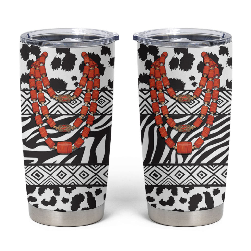 Nigeria Traditional Coral Bead Attire Tumbler Cup African Tribal Element Wild Animal Skins