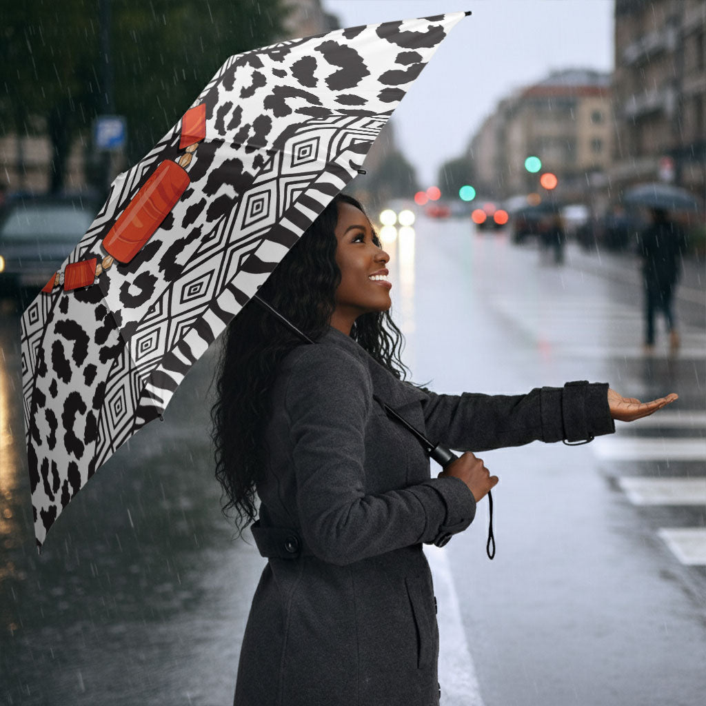 Nigeria Traditional Coral Bead Attire Umbrella African Tribal Element Wild Animal Skins