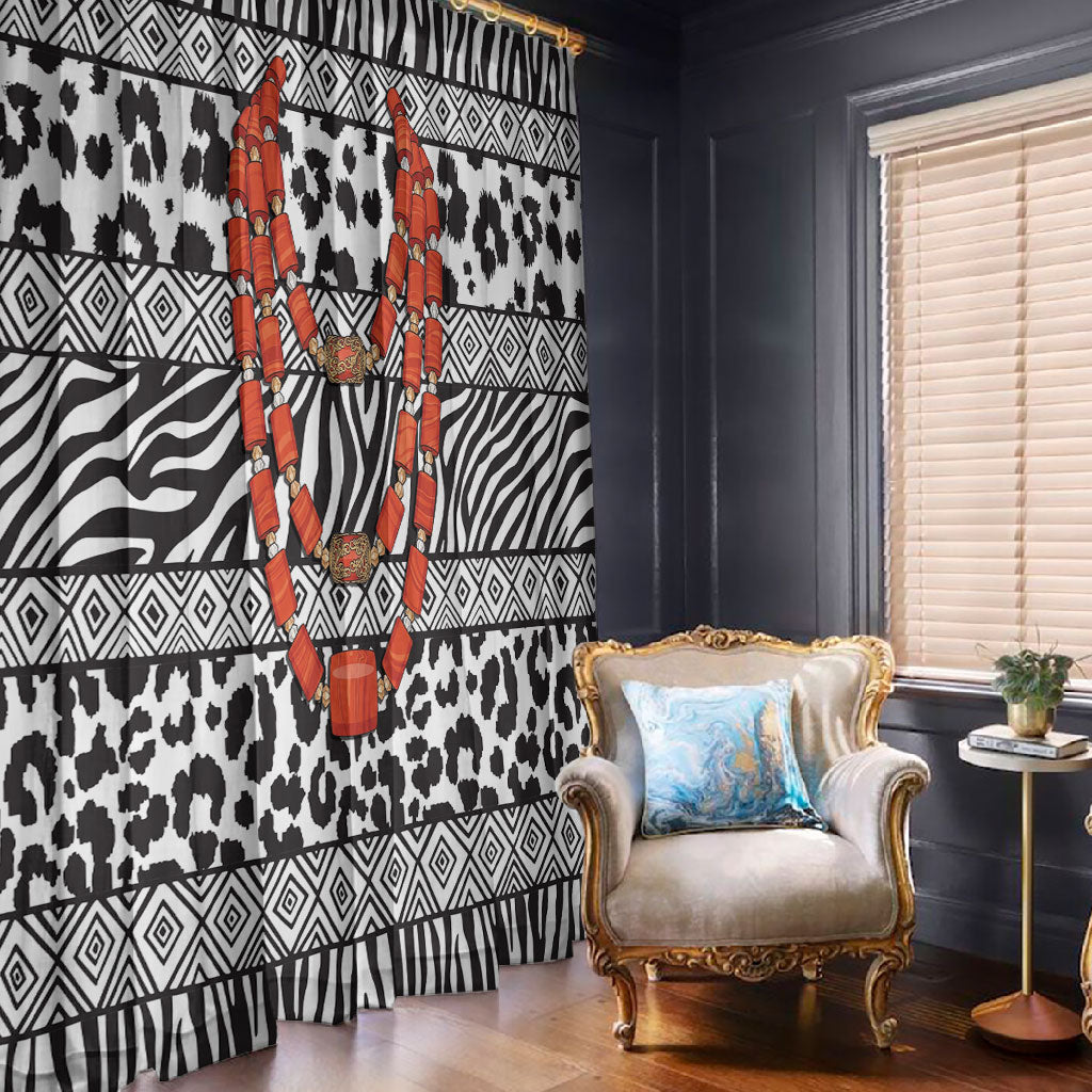 Nigeria Traditional Coral Bead Attire Window Curtain African Tribal Element Wild Animal Skins