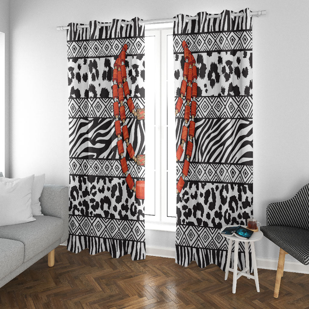 Nigeria Traditional Coral Bead Attire Window Curtain African Tribal Element Wild Animal Skins