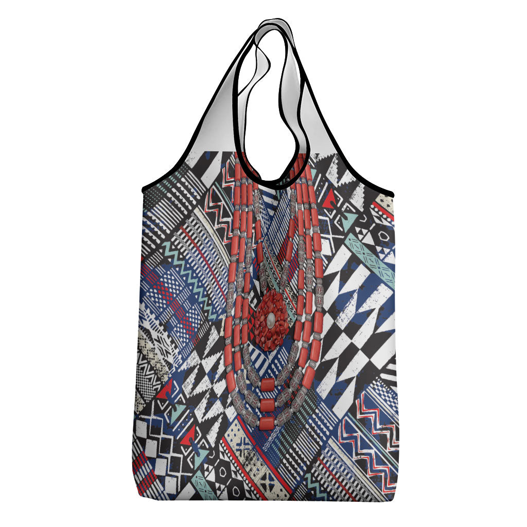 Nigeria Traditional Coral Bead Attire Grocery Bag Tribal African Style