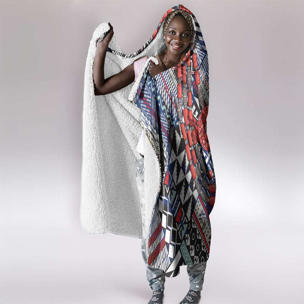 Nigeria Traditional Coral Bead Attire Hooded Blanket Tribal African Style