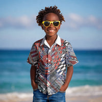 Nigeria Traditional Coral Bead Attire Kid Hawaiian Shirt Tribal African Style