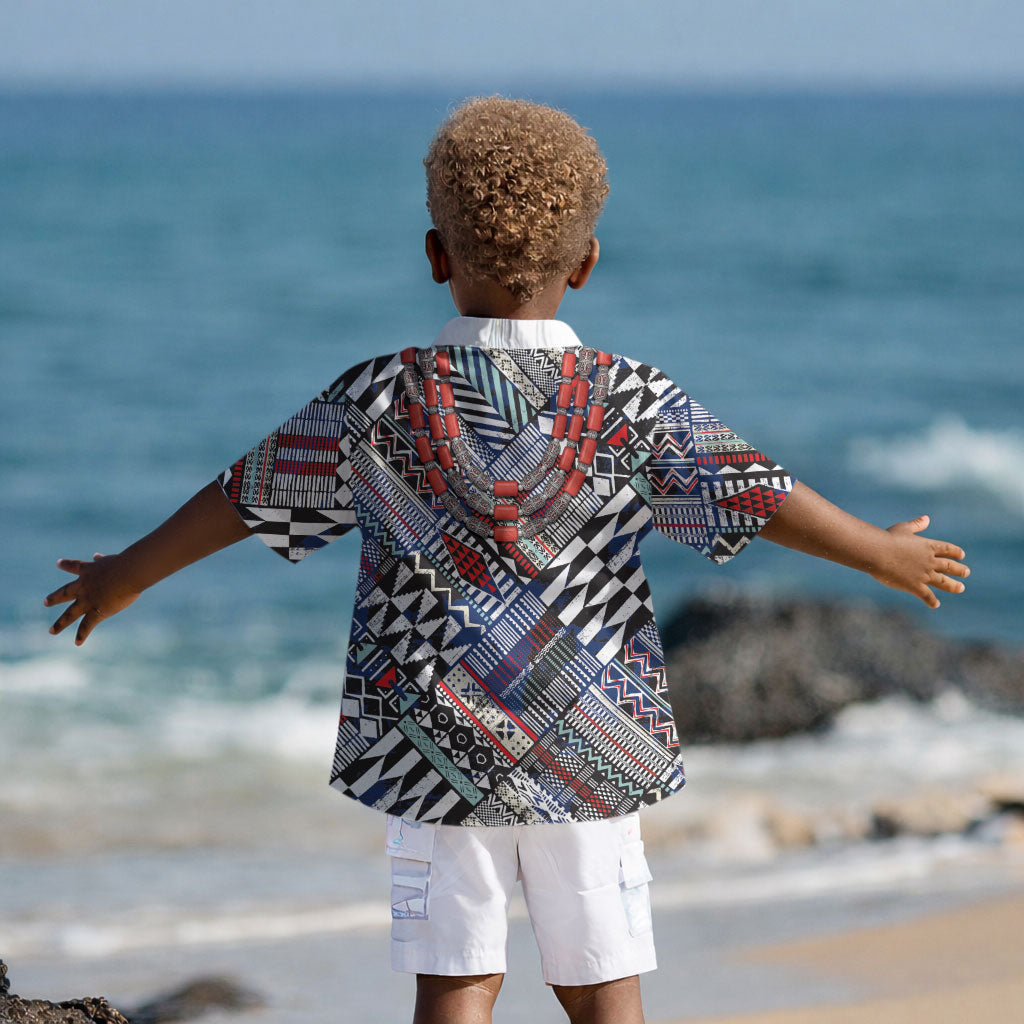 Nigeria Traditional Coral Bead Attire Kid Hawaiian Shirt Tribal African Style
