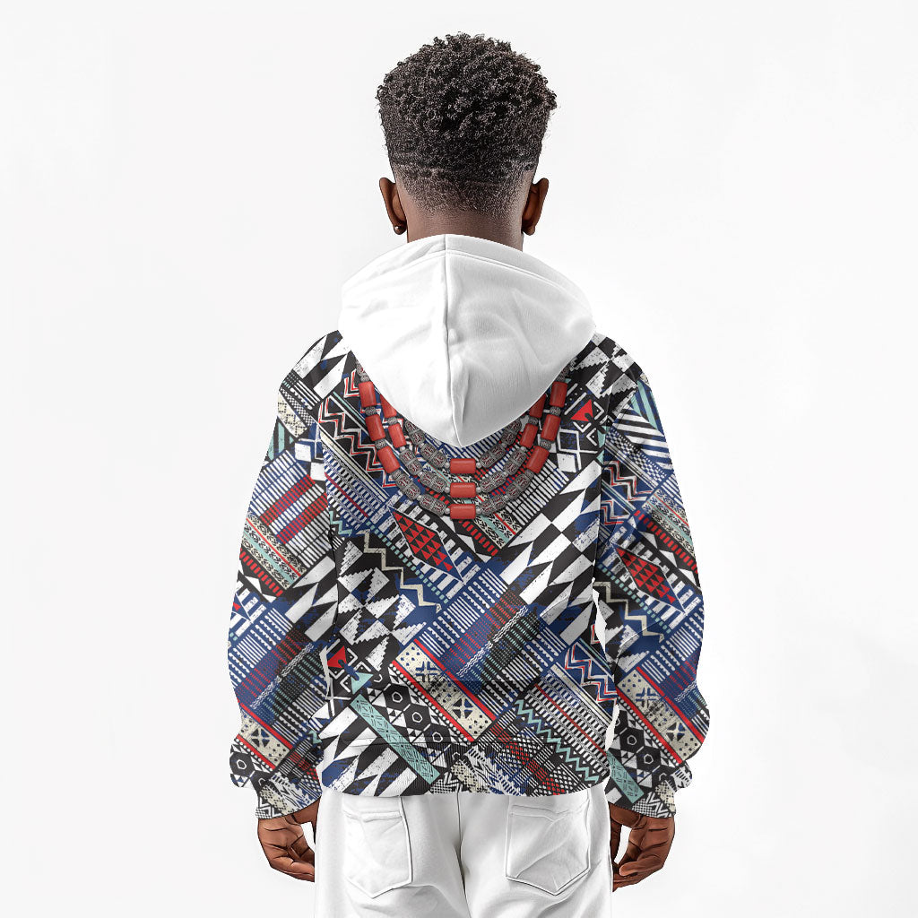 Nigeria Traditional Coral Bead Attire Kid Hoodie Tribal African Style