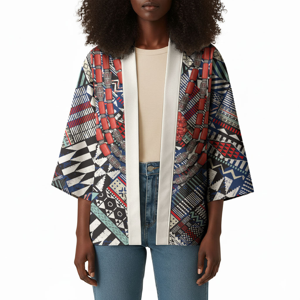 Nigeria Traditional Coral Bead Attire Kimono Tribal African Style