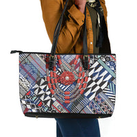 Nigeria Traditional Coral Bead Attire Leather Tote Bag Tribal African Style
