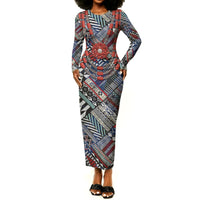 Nigeria Traditional Coral Bead Attire Long Sleeve Bodycon Dress Tribal African Style