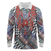 Nigeria Traditional Coral Bead Attire Long Sleeve Polo Shirt Tribal African Style