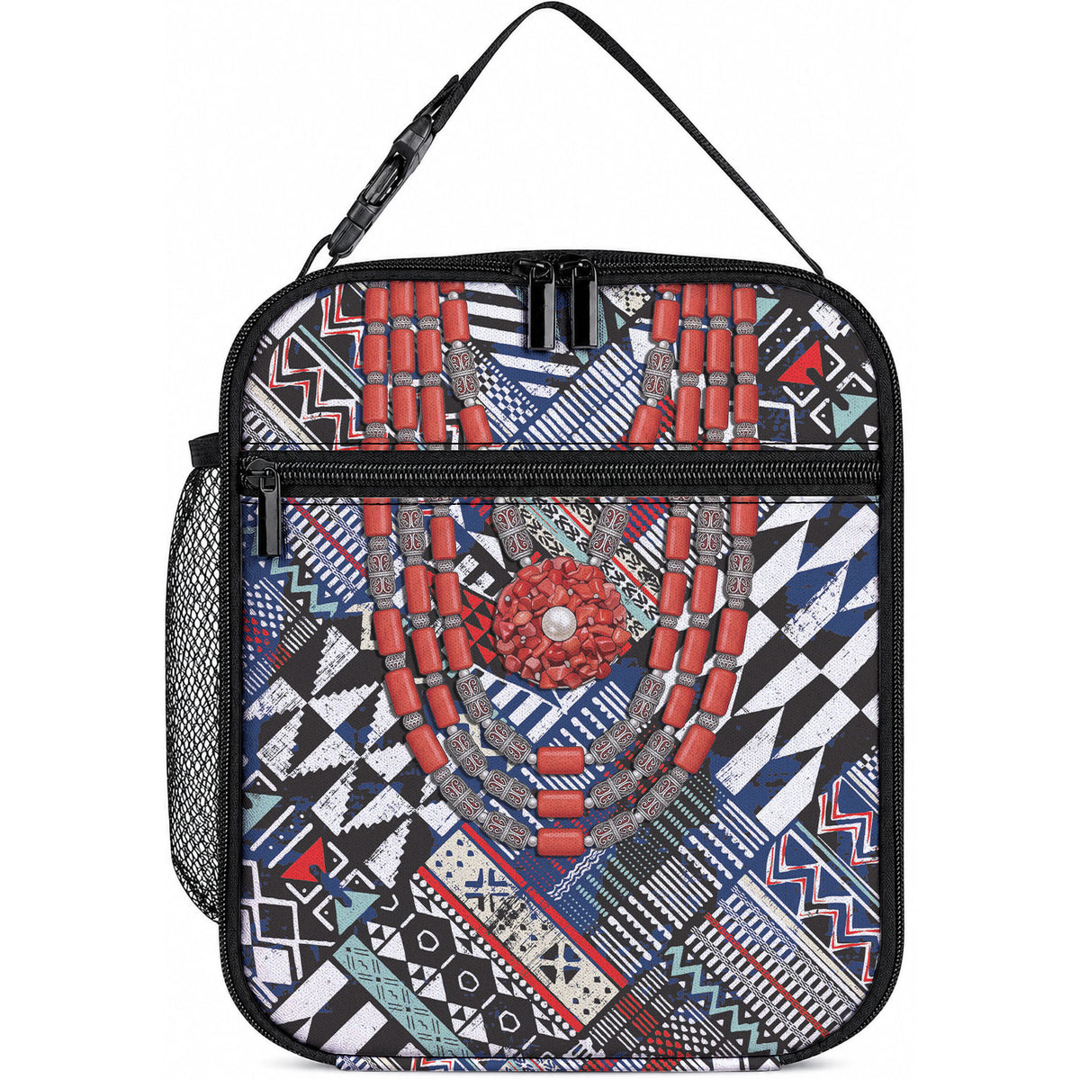 Nigeria Traditional Coral Bead Attire Lunch Bag Tribal African Style