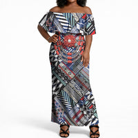 Nigeria Traditional Coral Bead Attire Off Shoulder Maxi Dress Tribal African Style