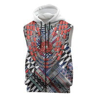 Nigeria Traditional Coral Bead Attire Sleeveless Zip Hoodie Tribal African Style