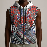 Nigeria Traditional Coral Bead Attire Sleeveless Zip Hoodie Tribal African Style