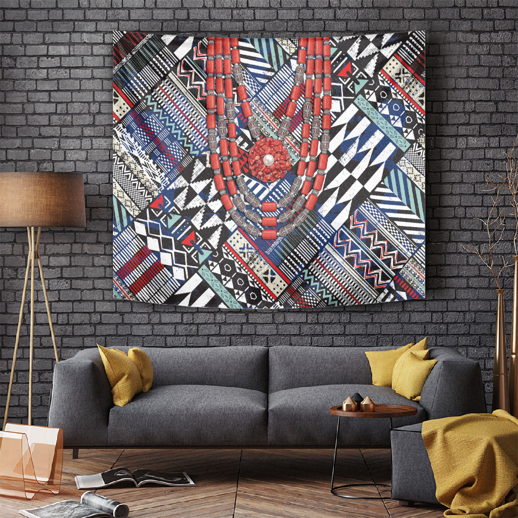 Nigeria Traditional Coral Bead Attire Tapestry Tribal African Style