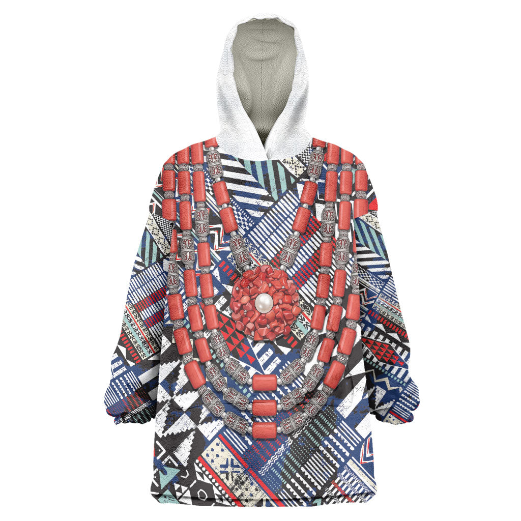 Nigeria Traditional Coral Bead Attire Wearable Blanket Hoodie Tribal African Style