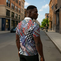 Nigeria Traditional Coral Bead Attire Zipper Polo Shirt Tribal African Style