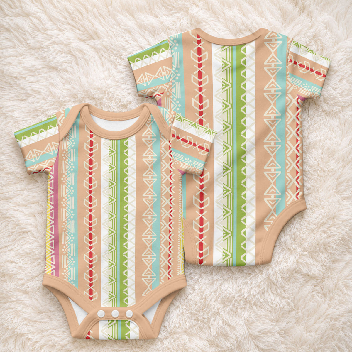 Nigerian Aso Oke African Ethnic Stripes Baby Onesie