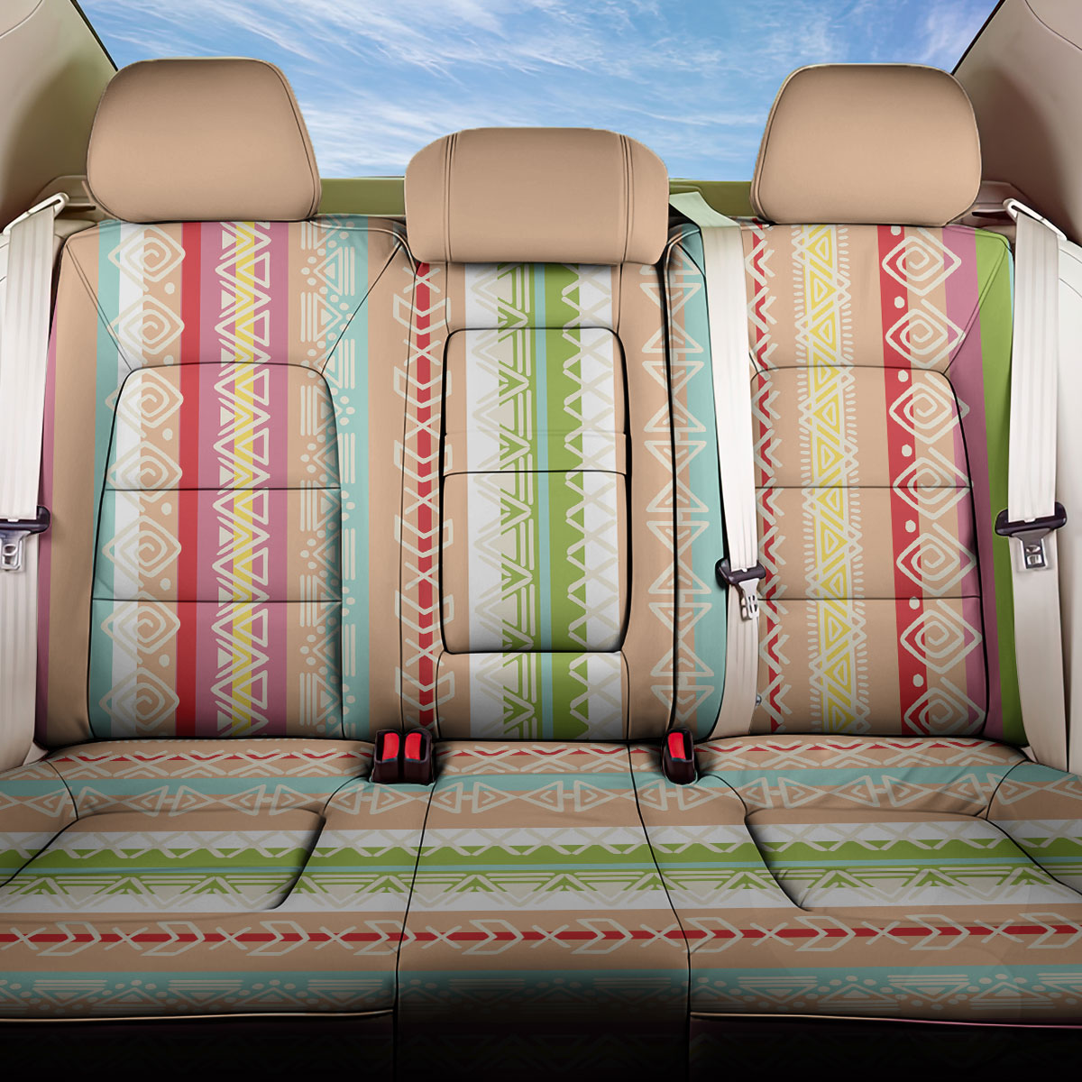 Nigerian Aso Oke African Ethnic Stripes Back Car Seat Cover