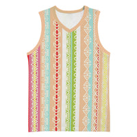 Nigerian Aso Oke African Ethnic Stripes Basketball Jersey