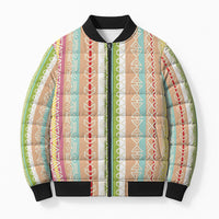 Nigerian Aso Oke African Ethnic Stripes Bomber Puffer Jacket