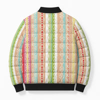 Nigerian Aso Oke African Ethnic Stripes Bomber Puffer Jacket