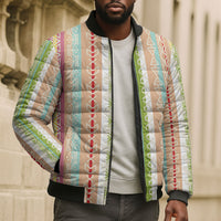 Nigerian Aso Oke African Ethnic Stripes Bomber Puffer Jacket