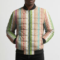 Nigerian Aso Oke African Ethnic Stripes Bomber Puffer Jacket