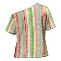 Nigerian Aso Oke African Ethnic Stripes Cross Shoulder Shirt