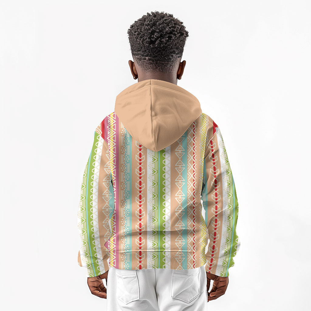 Nigerian Aso Oke African Ethnic Stripes Kid Hoodie