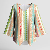Nigerian Aso Oke African Ethnic Stripes Kimono Sleeve Blouse