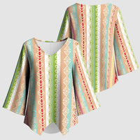 Nigerian Aso Oke African Ethnic Stripes Kimono Sleeve Blouse